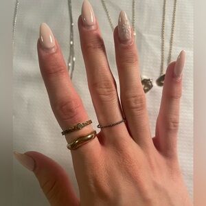 Gold and silver necklaces and rings
